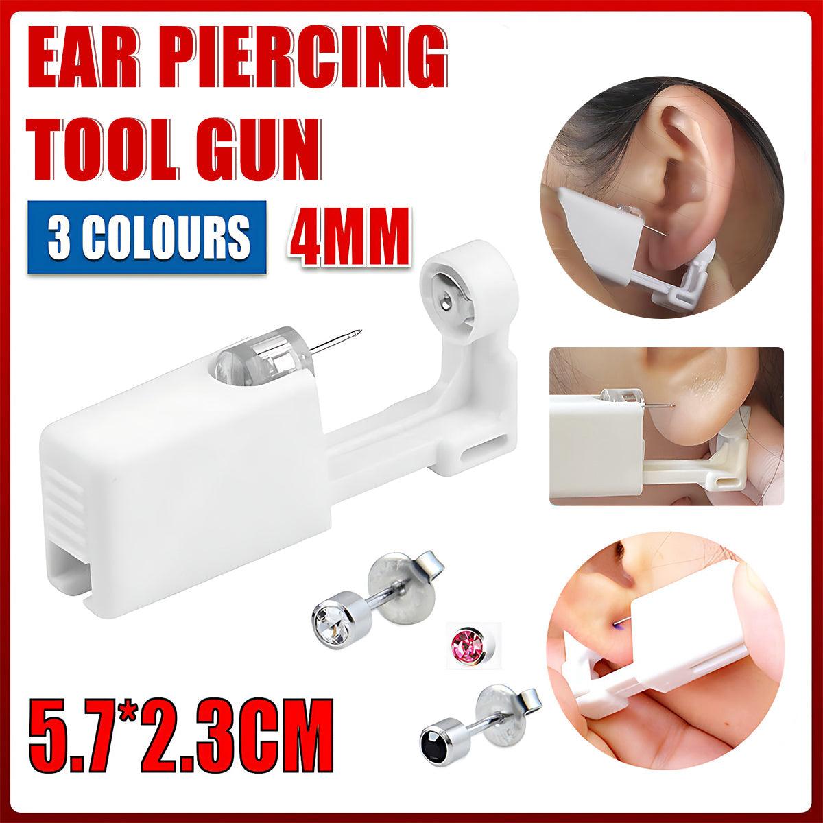 Disposable Sealed Ear Piercing Gun Kit Tool With 316L Stud Bone With Gem 1Pc - Black