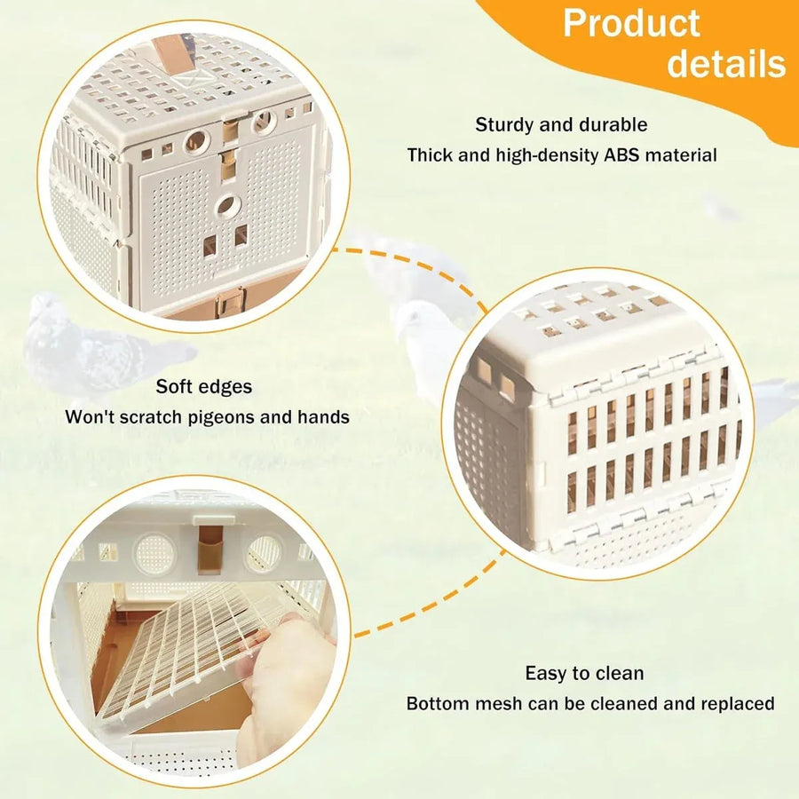 Pigeon Cage Foldable Plastic Homing Pigeon Crate Carrier Training Transport Box