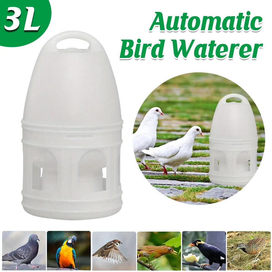 3L Pigeon Drinker White Plastic Drinking Pot Carrier Bird Water Dispenser Feeder