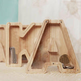 Wooden Piggy Bank Funny Letter or Guitar Coin Saving Money Box A–Z Gift Idea - X - Extra Image