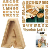 Wooden Piggy Bank Funny Letter or Guitar Coin Saving Money Box A–Z Gift Idea - I - Close-Up Angle