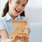 Wooden Piggy Bank Funny Letter or Guitar Coin Saving Money Box A–Z Gift Idea - P - Extra Image