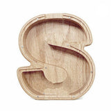 Wooden Piggy Bank Funny Letter or Guitar Coin Saving Money Box A–Z Gift Idea - S