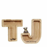 Wooden Piggy Bank Funny Letter or Guitar Coin Saving Money Box A–Z Gift Idea - S - Rear View
