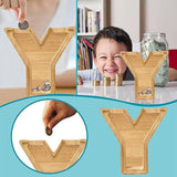 Wooden Piggy Bank Funny Letter or Guitar Coin Saving Money Box A–Z Gift Idea - S