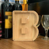 Wooden Piggy Bank Funny Letter or Guitar Coin Saving Money Box A–Z Gift Idea - S