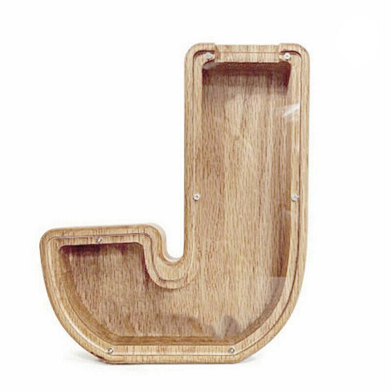 Wooden Piggy Bank Funny Letter or Guitar Coin Saving Money Box A–Z Gift Idea - S