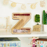 Wooden Piggy Bank Funny Letter or Guitar Coin Saving Money Box A–Z Gift Idea - U - Top-Down View
