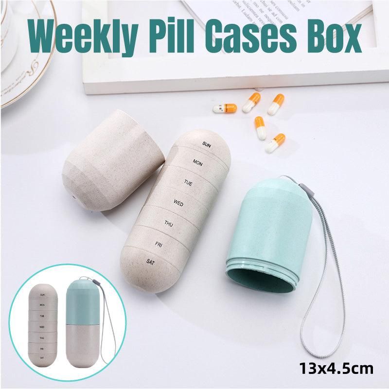 Sealed 7 Compartment Rotating Pill Box Weekly Travel Capsule Organizer Case