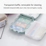 Three Layer Folding Medicine Box Portable 8 Cell Mini Pill Case Sealed Storage - Beige