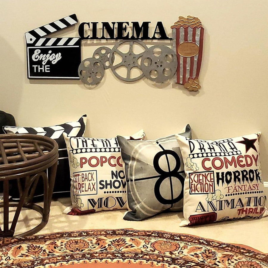 4-Piece 45 cm Retro Cinema Cushion Cover Set