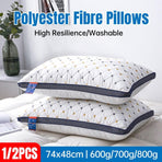 1/2PCS Hotel Style Polyester Fibre Pillow Washable High Rebound Support - 600g