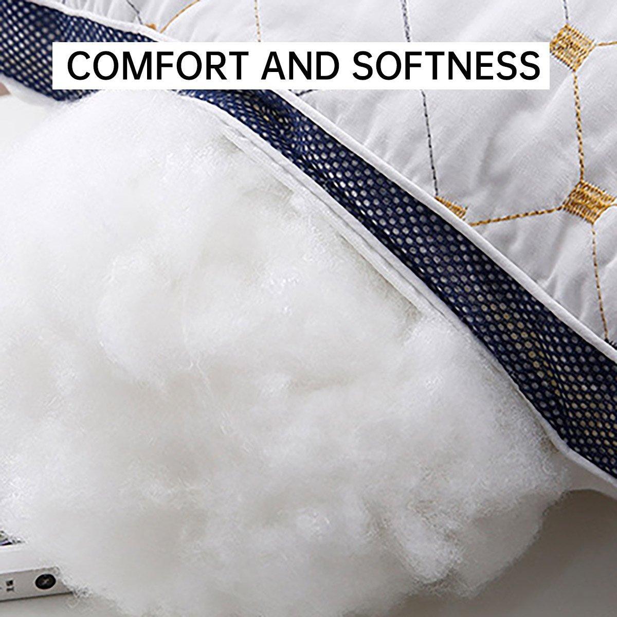 1/2PCS Hotel Style Polyester Fibre Pillow Washable High Rebound Support - 800g-2pcs
