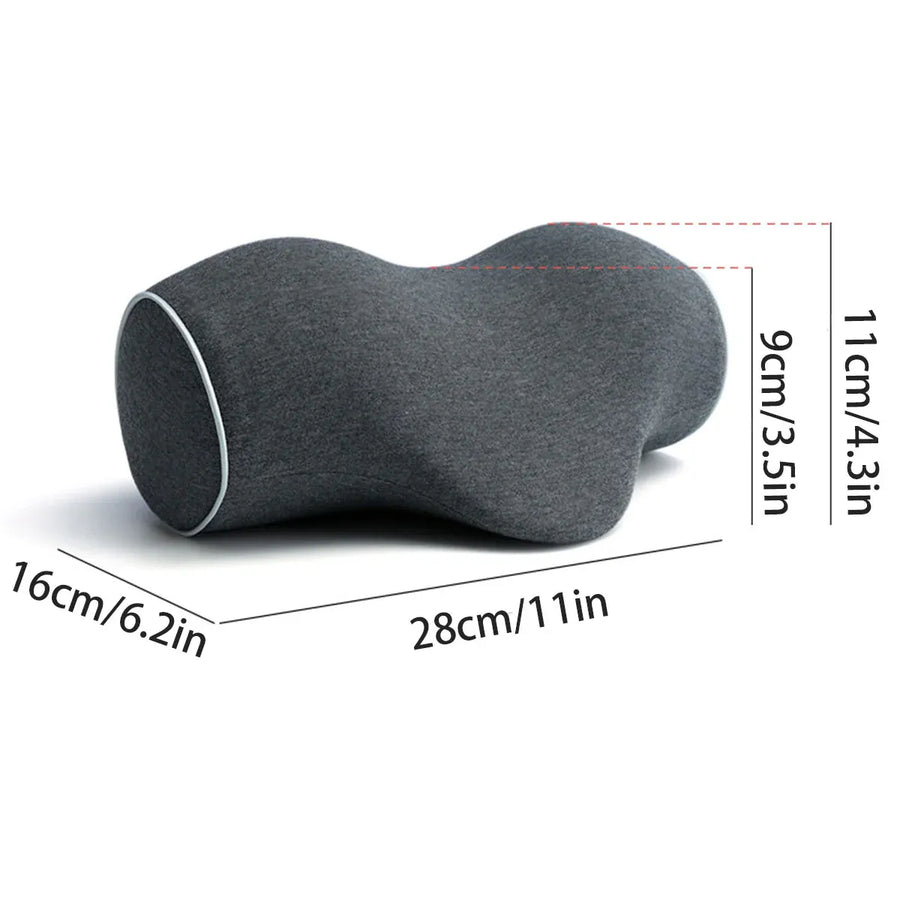Ergonomic Memory Foam Neck Support Pillow Soft Cotton Cover for Home and Travel