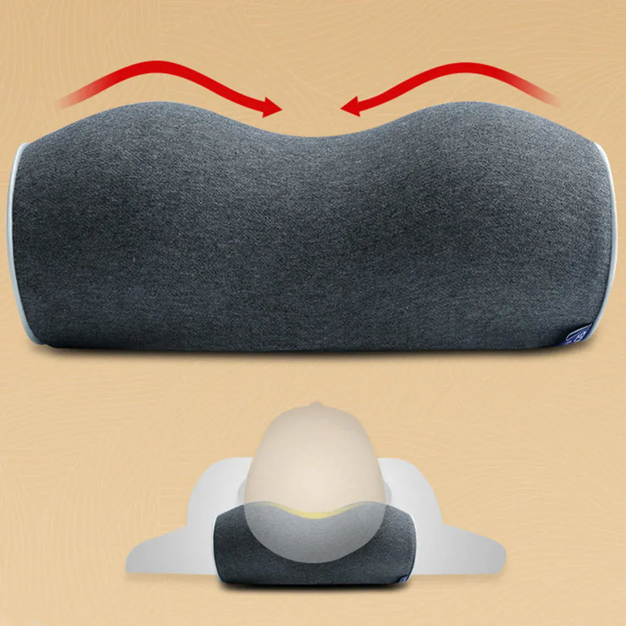 Ergonomic Memory Foam Neck Support Pillow Soft Cotton Cover for Home and Travel