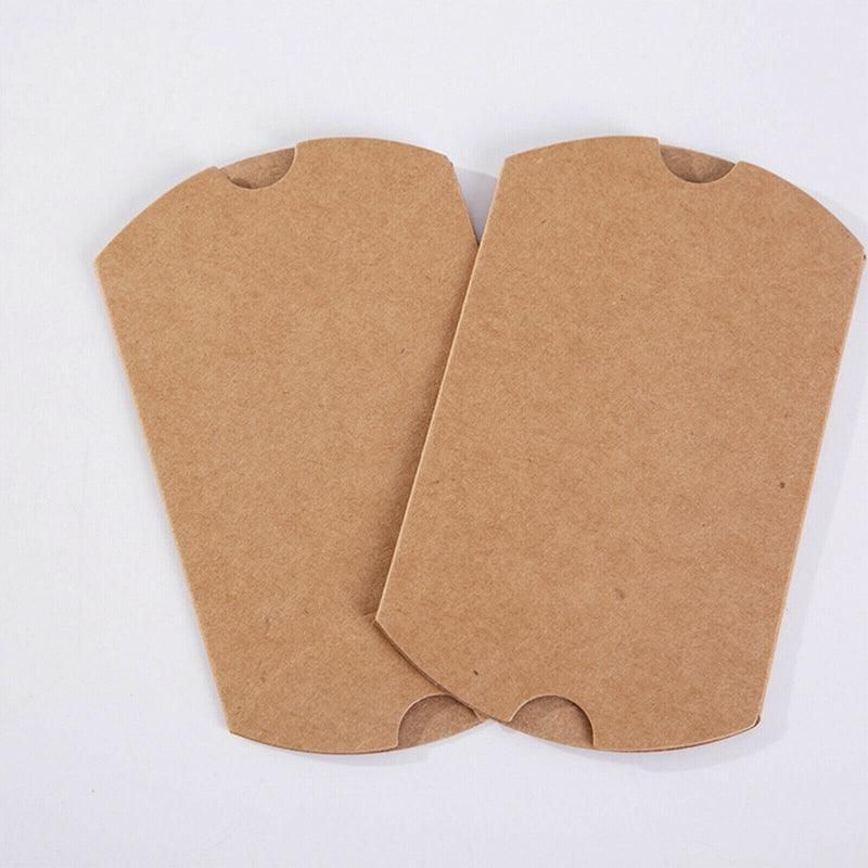 50pcs Kraft Paper Pillow Gift Boxes with Hemp Rope for Candy Favour Packaging - Brown