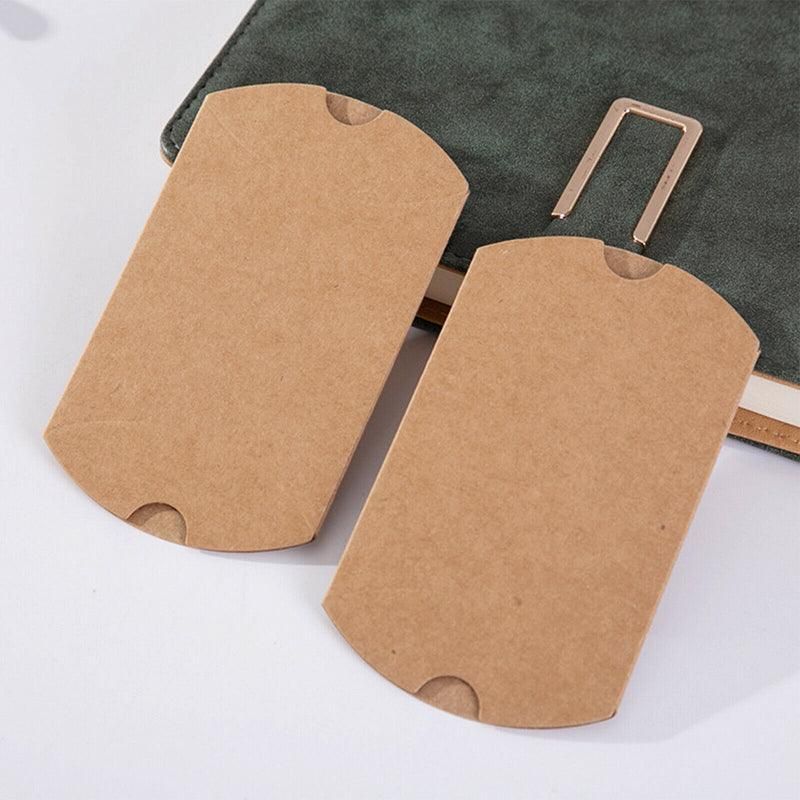 50pcs Kraft Paper Pillow Gift Boxes with Hemp Rope for Candy Favour Packaging - Brown