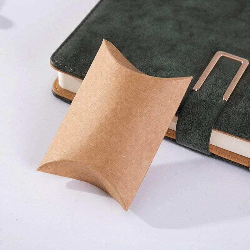 50pcs Kraft Paper Pillow Gift Boxes with Hemp Rope for Candy Favour Packaging - Brown