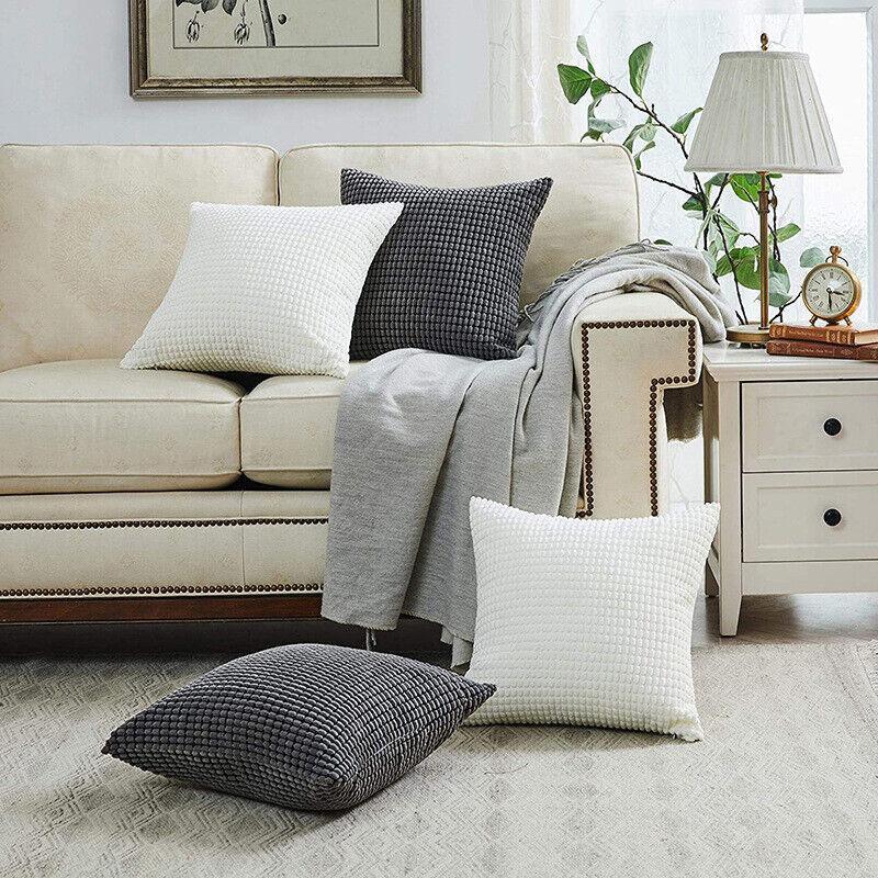 45X45 Plain Solid Colour Cushion Cover Decorative Pillow Case Home Multicoloured - Black