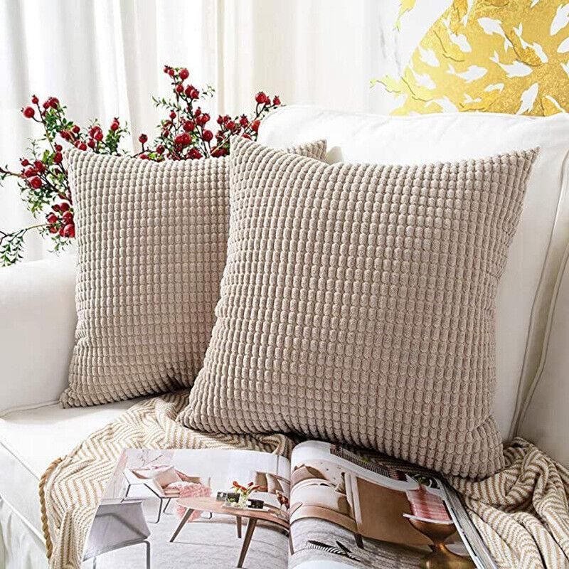 45X45 Plain Solid Colour Cushion Cover Decorative Pillow Case Home Multicoloured - Blue