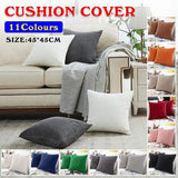 45X45 Plain Solid Colour Cushion Cover Decorative Pillow Case Home Multicoloured - Green - Front View