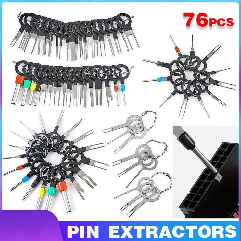 76Pcs/Set Pin Ejector Wire Kit Extractor Auto Terminal Removal Connector Tool