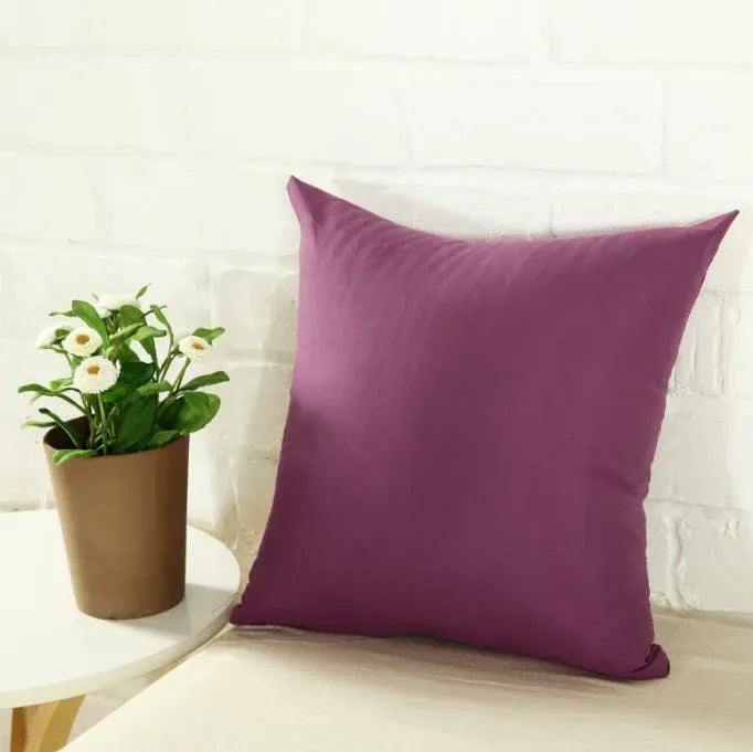40x40cm Multicoloured Plain Solid Colour Cushion Cover Covers Decorative Pillow Case - Pink