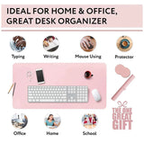 Leather Mouse Pad Gaming Waterproof Desk Mat 25 x 21cm Anti Slip - Pink - Close-Up Angle