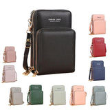 Women Crossbody Phone Purse Touch Screen Bag Rfid Blocking Wallet Shoulder Strap - Pink Purple - Front View