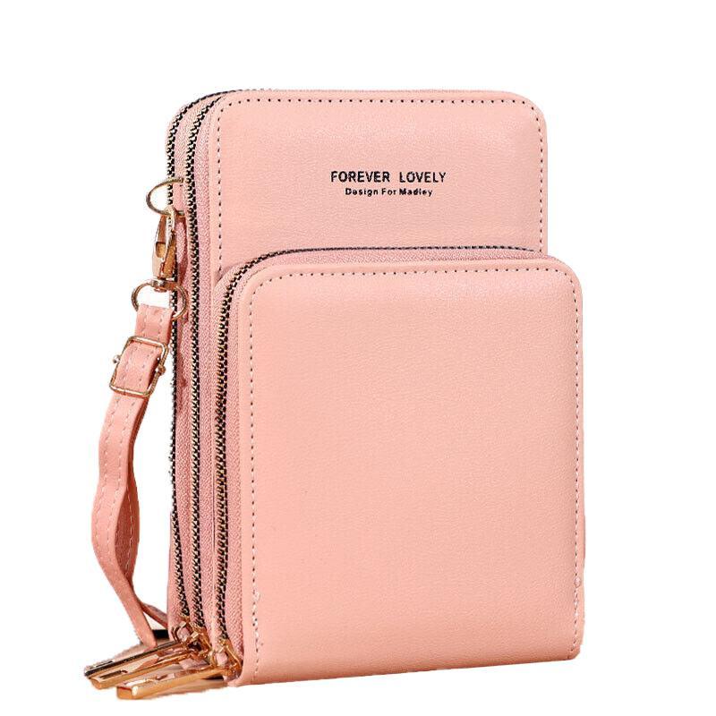 Women Crossbody Phone Purse Touch Screen Bag Rfid Blocking Wallet Shoulder Strap - Pink Purple