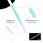 100X 3ml Disposable Graduated Plastic Pipettes for Liquid Transfer - 100PCS