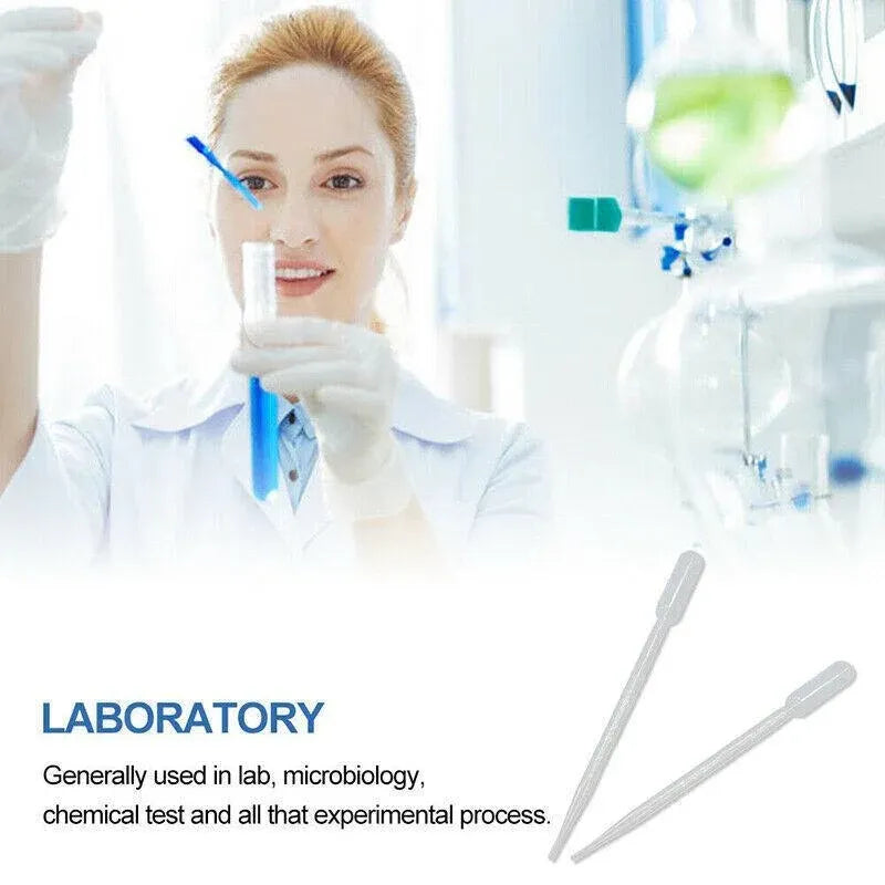 100X 3ml Disposable Graduated Plastic Pipettes for Liquid Transfer