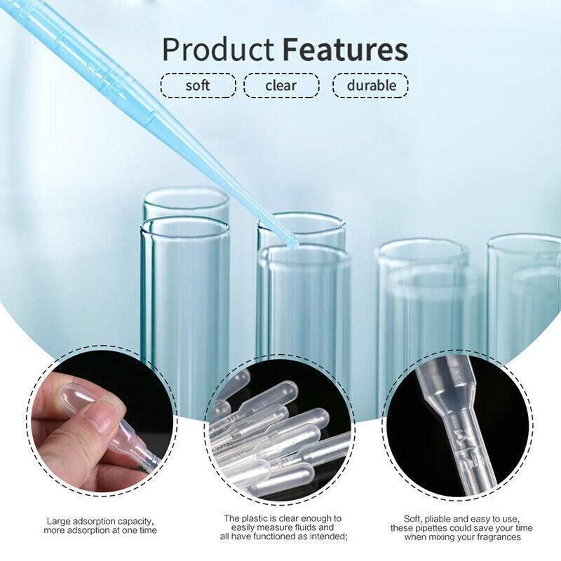 100X 3ml Disposable Graduated Plastic Pipettes for Liquid Transfer