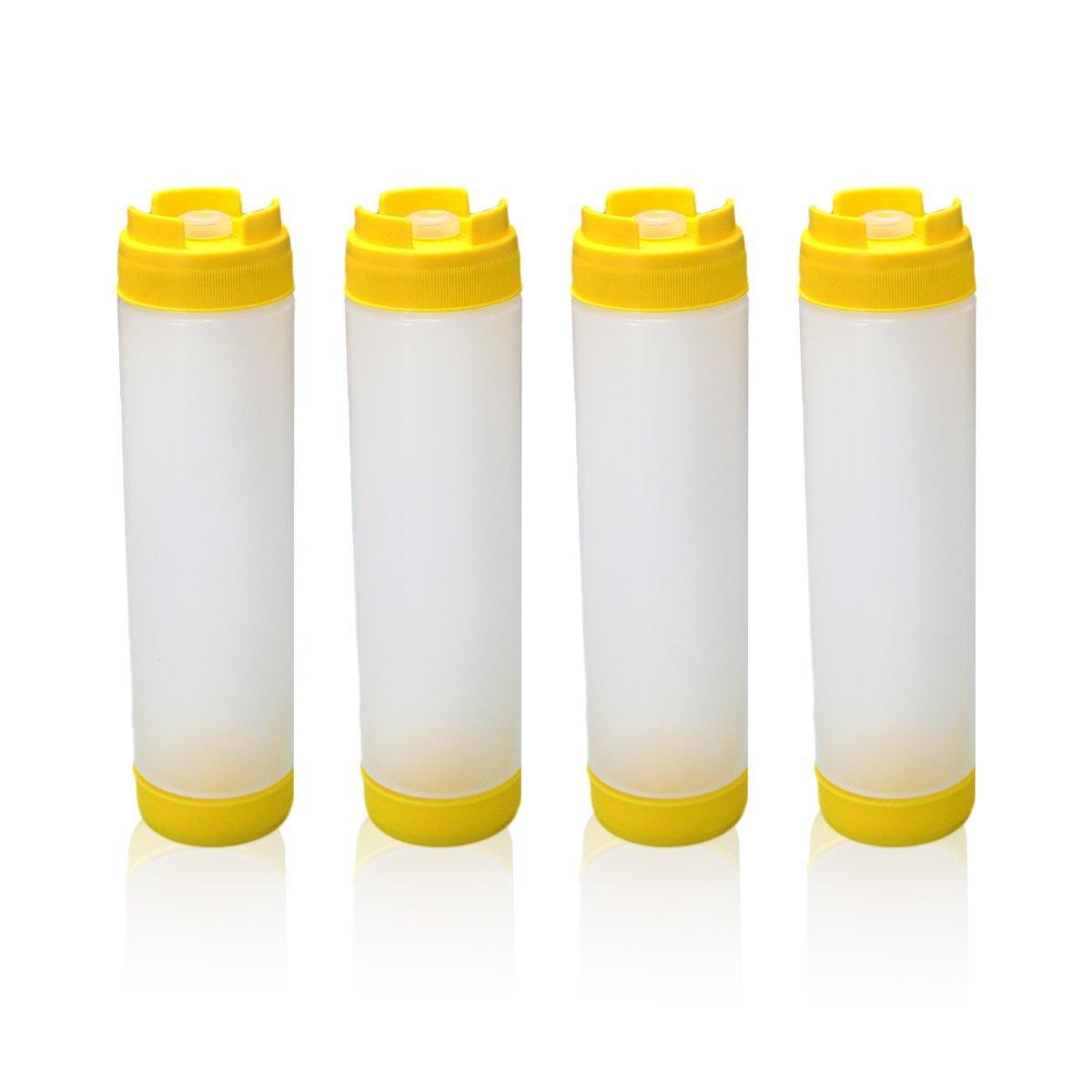 16oz Plastic Sauce Dispenser Bottles Large Capacity Double-ended Squeeze Bottles - Red