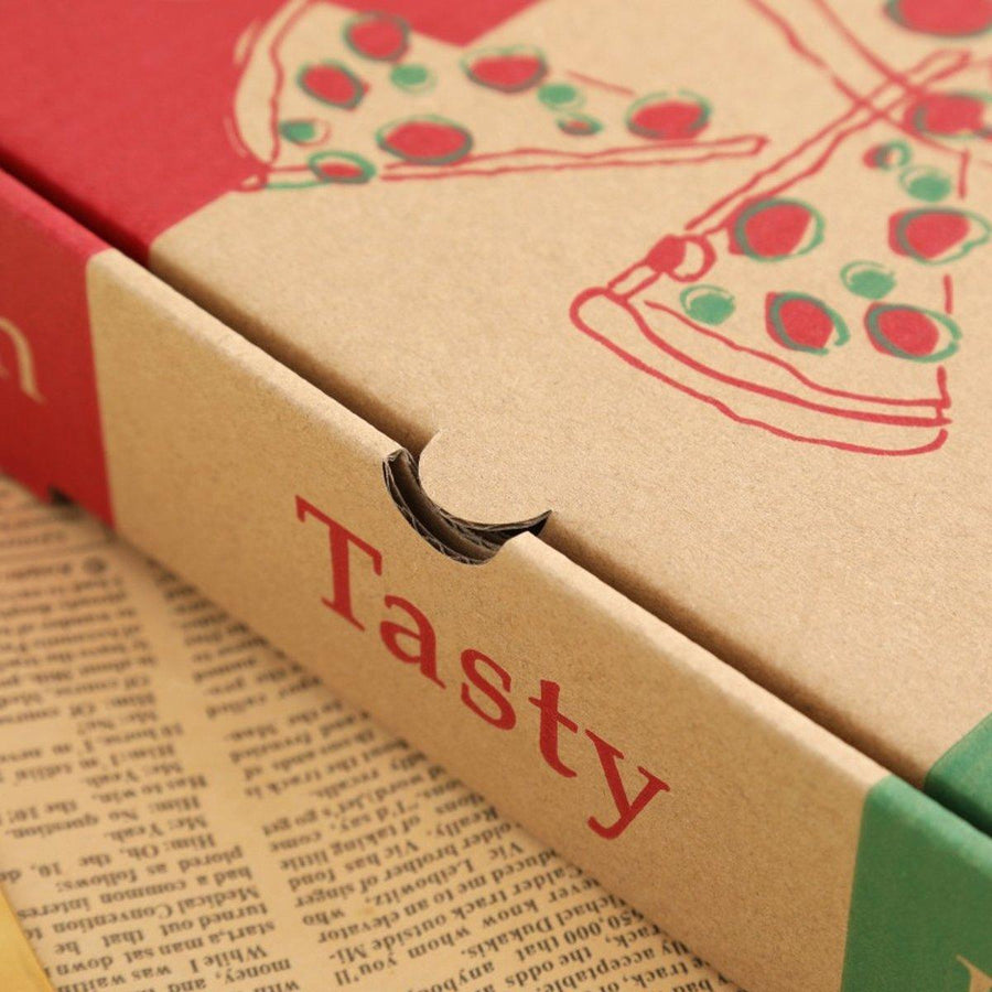 50pcs Pizza Packing Boxes Folding Box Durable Food Storage Containers Colourful - 11inch
