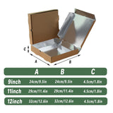 50pcs Aluminum Foil Pizza Packaging Paper Boxes Durable Food Storage Containers - 11inch - Side View