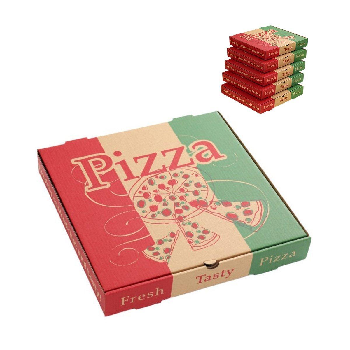 50pcs Pizza Packing Boxes Folding Box Durable Food Storage Containers Colourful - 8inch
