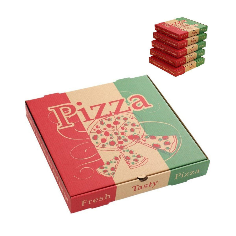50pcs Pizza Packing Boxes Folding Box Durable Food Storage Containers Colourful - 9inch
