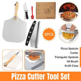 Aluminum Pizza Shovel 12Inch Pizza Transfer Tool with Pizza Cutter and Wheel Set