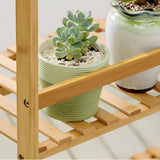 Balcony Plant Stand 3-Layer Wooden Flower Pot Corner Stand White Log Foldable - White - Rear View
