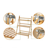 Balcony Plant Stand 3-Layer Wooden Flower Pot Corner Stand White Log Foldable - White - Extra Image
