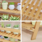 Balcony Plant Stand 3-Layer Wooden Flower Pot Corner Stand White Log Foldable - White - Extra Image