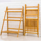 Balcony Plant Stand 3-Layer Wooden Flower Pot Corner Stand White Log Foldable - White - 45-Degree Angle