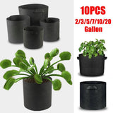 10 Pack Breathable Fabric Plant Grow Pots 2 to 20 Gallon Sizes - 20 Gallon-10PCS
