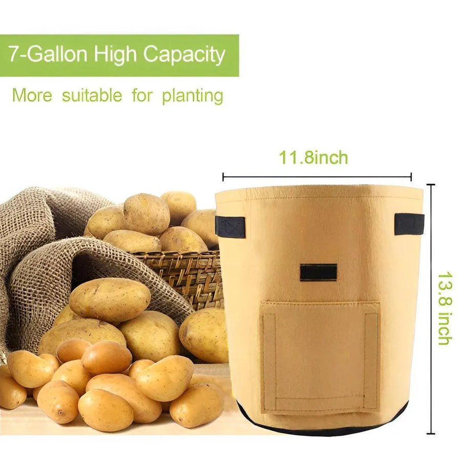 10 Gallon Potato Grow Planter Container Bag Pouch Root Plant Growing Pot Side Window - Black