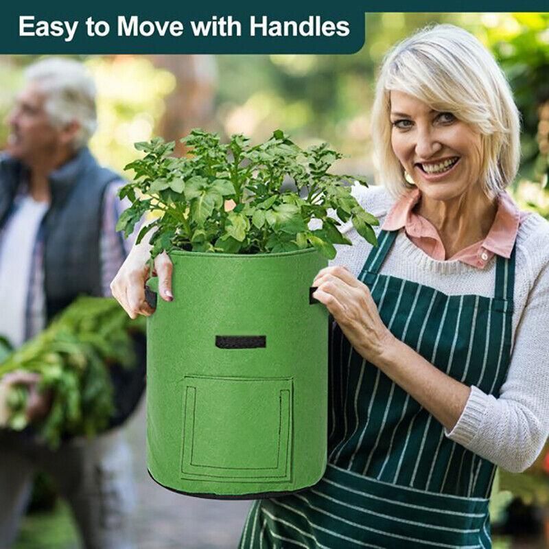 10 Gallon Potato Grow Planter Container Bag Pouch Root Plant Growing Pot Side Window - Green