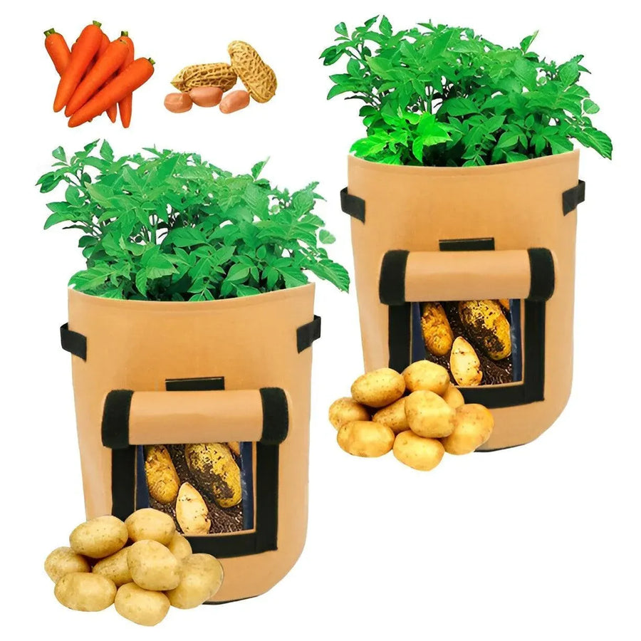 10 Gallon Potato Grow Planter Container Bag Pouch Root Plant Growing Pot Side Window - Green