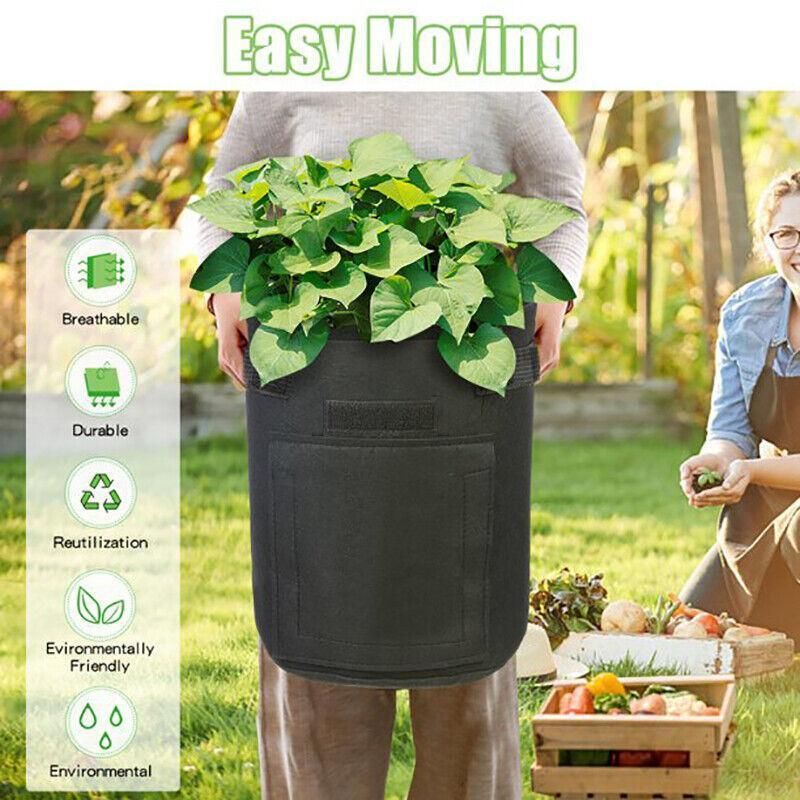 10 Gallon Potato Grow Planter Container Bag Pouch Root Plant Growing Pot Side Window - Green