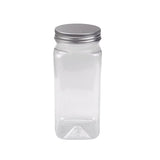 20pcs Square Transparent Plastic Bottle with Aluminum Cap Sealed Jar for Food Storage - 550ml