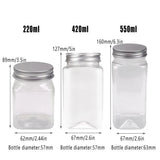 20pcs Square Transparent Plastic Bottle with Aluminum Cap Sealed Jar for Food Storage - 550ml - Top-Down View